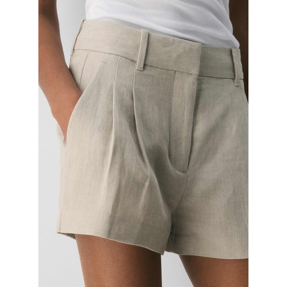 Aritzia Effortless Short Mini PowerLinen Beige Pleated Shorts 2